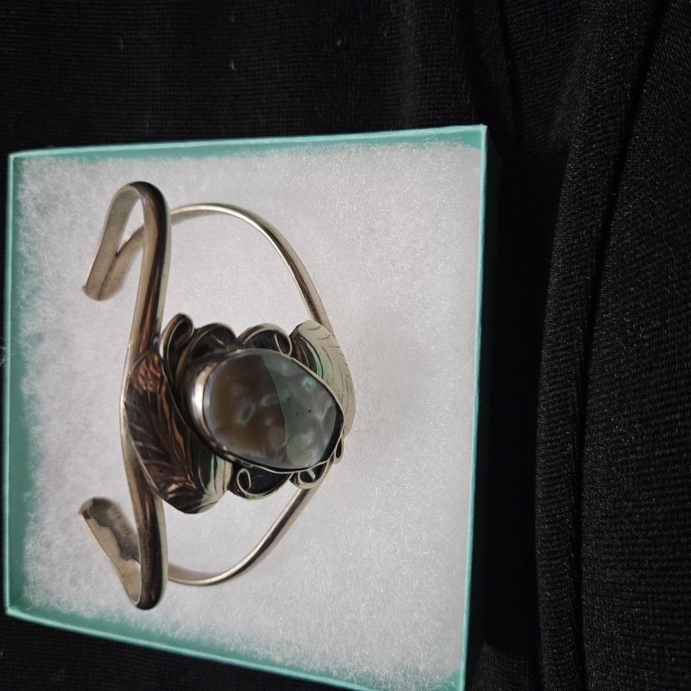 Silver And Abolone Cuff Bracelet